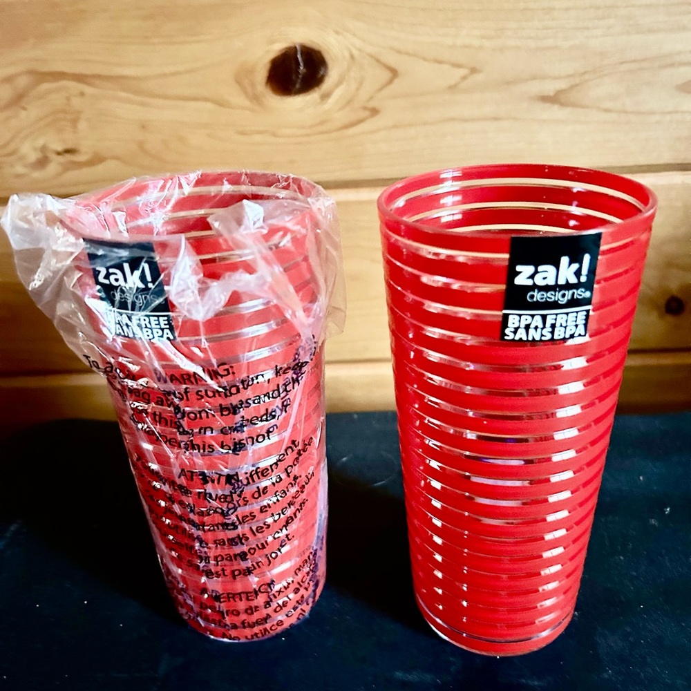 Zak! Designs Red Striped Tumblers